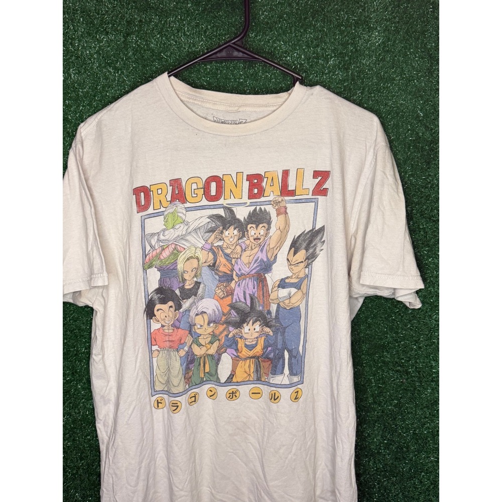 Dragon Ball Z Goku Vegeta Gohan Trunks Anime Graphic T-Shirt Cream Size L